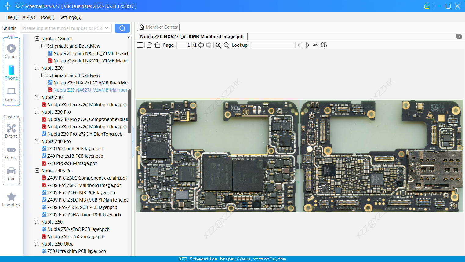 Nubia Z20 NX627J_V1AMB Mainbord Image